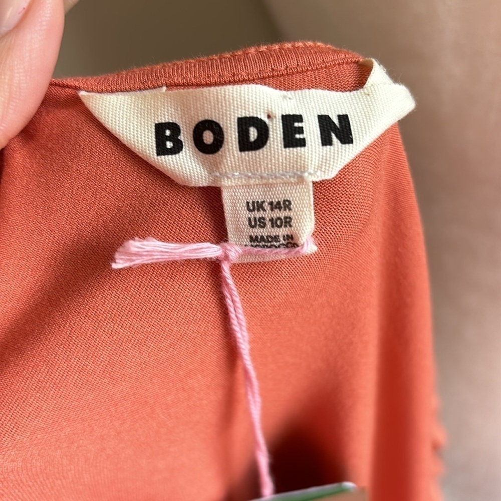 Boden Gathered Jersey Midi Dress Persimmon NWT - Picture 13 of 16
